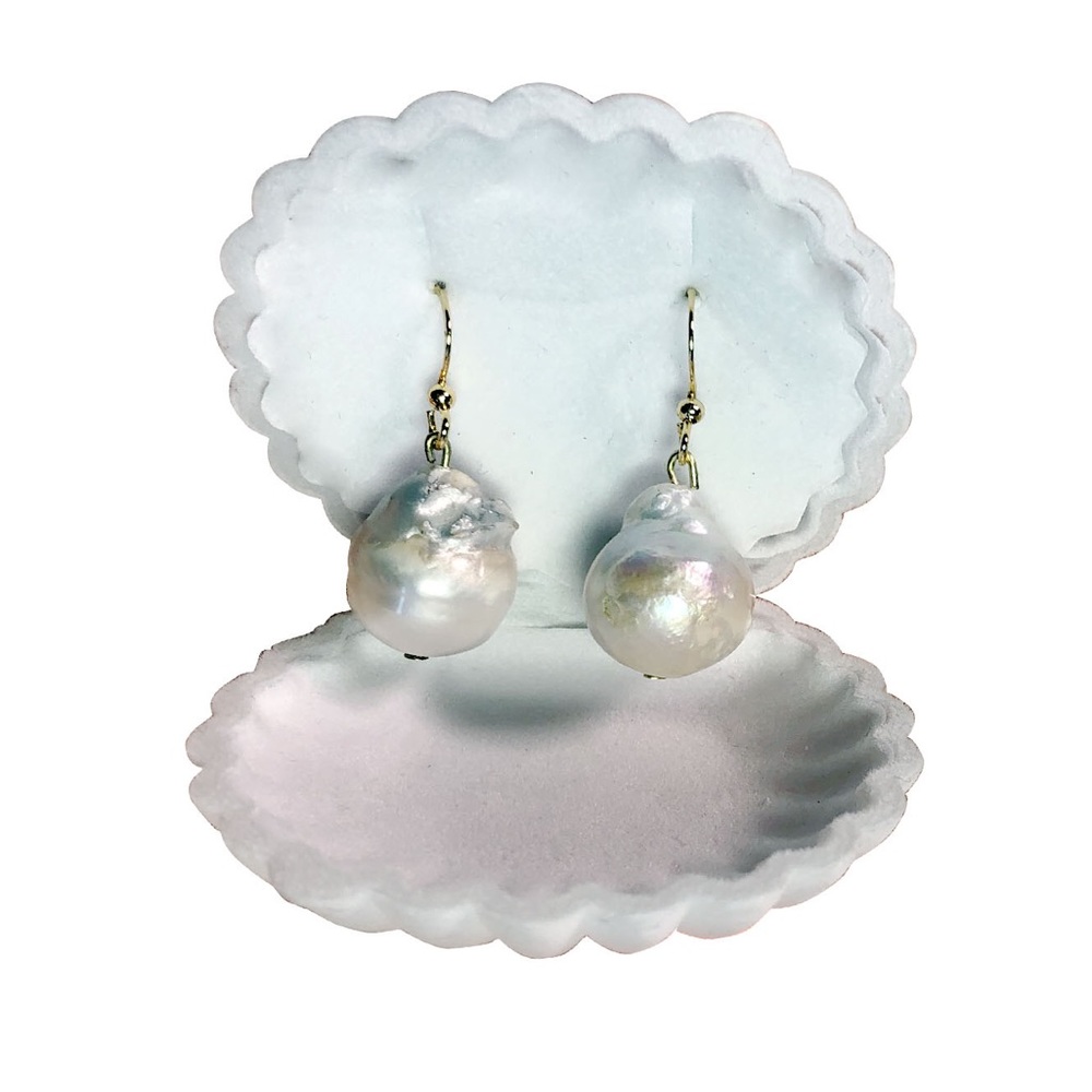 Baroque freshwater fireball pearl earrings